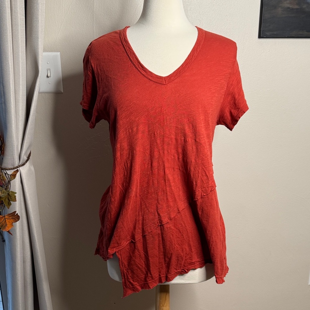 Women's Red V-Neck Top